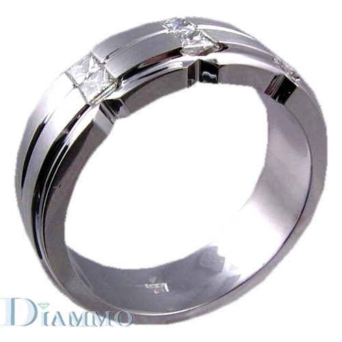 Channel Set 3 row Princess Cut Diamond Gents Ring