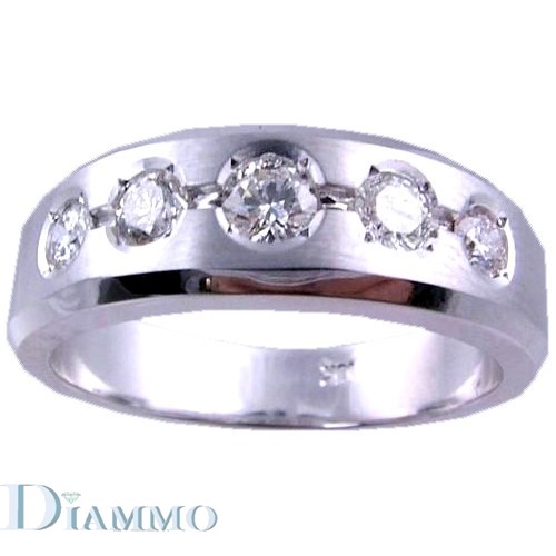  Gents Diamond Ring with 5 Bezel Set Round Brilliant Diamonds