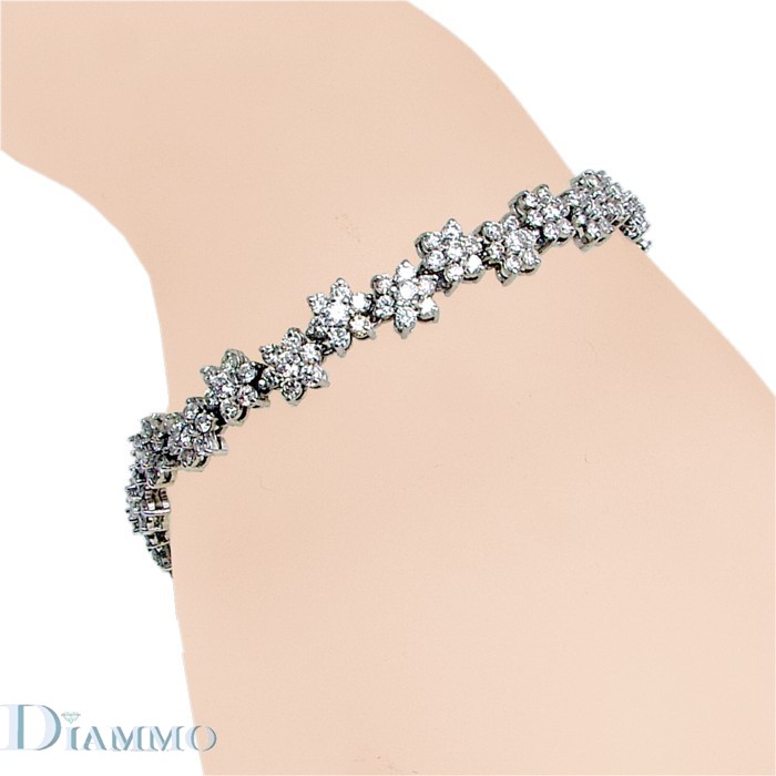Floral Cluster Diamond Tennis Bracelet
