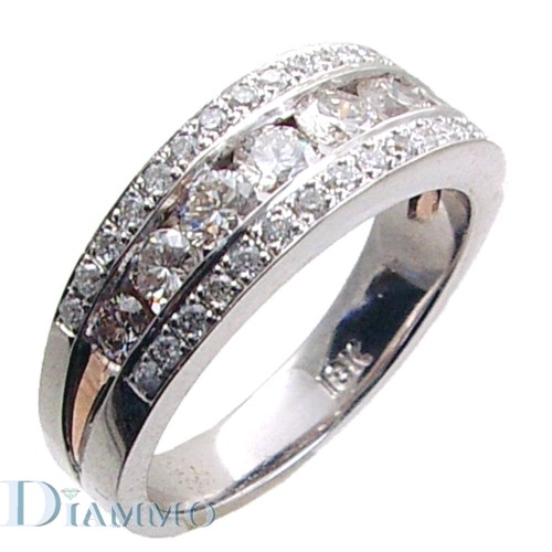 Channel Set Diamond Wedding Ring with Pave Sides