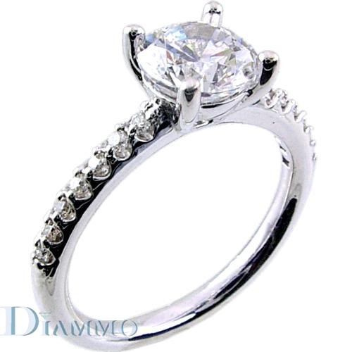 Pave Set Diamond Engagement Ring Semi Mount for Round Center