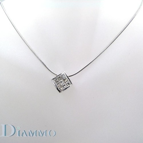 Square Shape Cluster Diamond Necklace