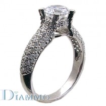 H-1050 Three Row Pave Set Diamond Engagement Ring Semi Mount