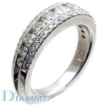 Channel Set Wedding Ring with Pave Set Sides