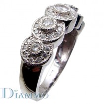  Bezel Set Anniversary ring with Pave Set Halos