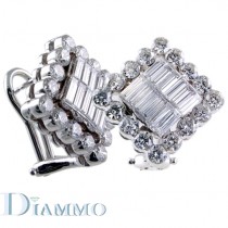 H-1593 Square Shape Round/Baguette Diamond Fashion Studs Earrings
