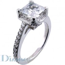 Micro-Pave Set Diamond Engagement Ring Semi Mount for Princess Cut Center