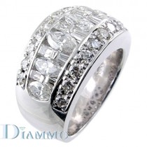 Invisible Set Marquise/Baguettes, Pave Set Round Diamond Anniversary Ring