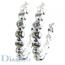 H-1783 Single Shared Prong Inside/Outside Diamond Hoop Earrings