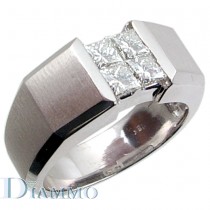 Gents Ring with a Cluster of Princess Cut Diamond Center