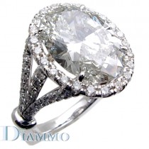 Split Shank Micro Pave Set Diamond Engagement Ring with Halo for Oval Center