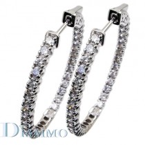 This Inside/Outside Diamond Hoop Earrings in 2 Inches in diameter and offers 52 pieces of G-H/VS2-SI1 Round Diamonds set in Shared Prong mode. The earrings come with safety lock to protect against loss. 