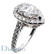 H-1973 Micro-Pave Set Diamond Engagement Ring Semi Mount with Halo for Pear Shape Center