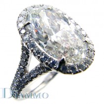 H-2163 Split Shank, Micro Pave Diamond Engagement Ring Semi Mount for Oval Center with Halo
