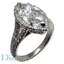 H-2164 Split Shank, Micro Pave Diamond Engagement Ring Semi Mount for Marquise Center
