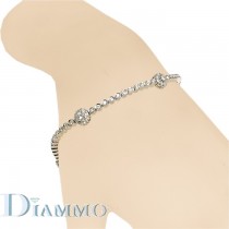 Bezel Set Diamond Tennis Bracelet with floral segments