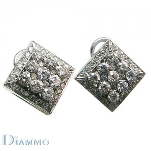 Square Shape Round Diamonds Fashion Studs Earrings