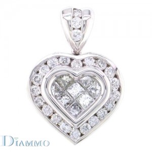 Channel/Invisible Set Diamond Heart Pendant