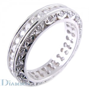 Channel Set Milgrained Eternity Ring with Pave Set Sides