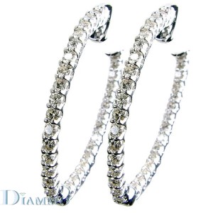 Double Shared Prong Inside/Outside Diamond Hoop Earrings