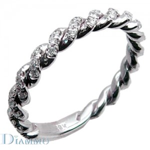 Hand Made Twisted Micro pave Diamond Wedding Ring