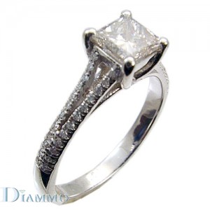 Split Shank Micro Pave Diamond Engagement Ring Semi Mount for Princess Cut