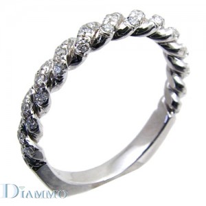 Hand Crafted, Twisted, Square Shank, Micro Pave Diamond Wedding Ring
