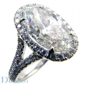 H-2163 Split Shank, Micro Pave Diamond Engagement Ring Semi Mount for Oval Center with Halo
