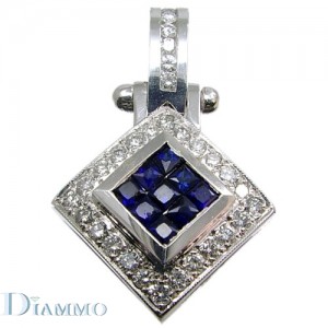 Diamond and Invisible Set Sapphires Pendant