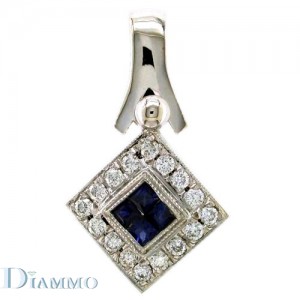Diamond and Invisible Set Sapphire Pendant