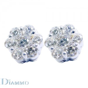 Round Shape Cluster Diamond Stud Earrings