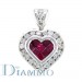H-124R Channel/Invisible Set Diamond/Rubies Heart Pendant