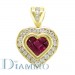Channel/Invisible Set Diamond/Rubies Heart Pendant