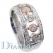 Pave Set Diamond Anniversary Ring with Bezel Set Round diamonds in center