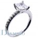 H-1665-E Pave Set Diamond Engagement Ring Semi Mount for Princess Cut Center