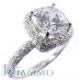 Three Row Micro-Pave Set Diamond Engagement Ring Semi Mount for Cushion Center