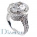 Pave Set Diamond Engagement Ring Semi Mount with Halo for Oval Center