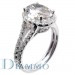 Split Shank, Pave Set Diamond Engagement Ring Semi Mount for Oval Center with Halo