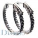 3 row Pave Set Inside/Outside hoop earrings Oval Shape (0.75x1.0 inch dimension) with safety lock