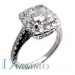 H-1972 Micro Pave Set Diamond Engagement Ring Semi Mount with Halo for Cushion Center
