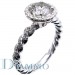 H-2043 Hand Made Twisted Rope Micro Pave Set Diamond Engagement Ring Semi Mount with Halo for Round Center
