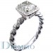 H-2044 Hand Made Twisted Rope Micro Pave Set Diamond Engagement Ring Semi Mount with Halo for Cushion Center
