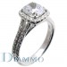 Hand Crafted Split Shank Two Row Micro Pave Set Diamond Engagement Ring Semi Mount With Halo for Cushion Center
