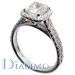 Hand Crafted Two Row Micro Pave Set Diamond Engagement Ring Semi Mount With Halo for Cushion Center