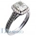 H-2063 Hand Crafted Two Row Micro Pave Set Diamond Engagement Ring Semi Mount With Halo for Cushion Center