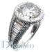  Micro-Pave Set Round with Channel Set Baguette Diamond Engagement  Ring Semi Mount with Halo for a Round Center