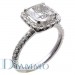 Single Row Micro Pave Set Diamond Engagement Ring Semi Mount With Halo for Cushion Center