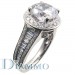 Pave set and Channel Set Baguette Diamond Engagement Ring Semi Mount with Halo