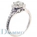 Split Shank Micro Pave Engagement Ring Semi Mount with Halo for Cushion Center