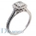 Micro Pave Diamond Engagement Ring Semi Mount with Round Halo for a cushion center